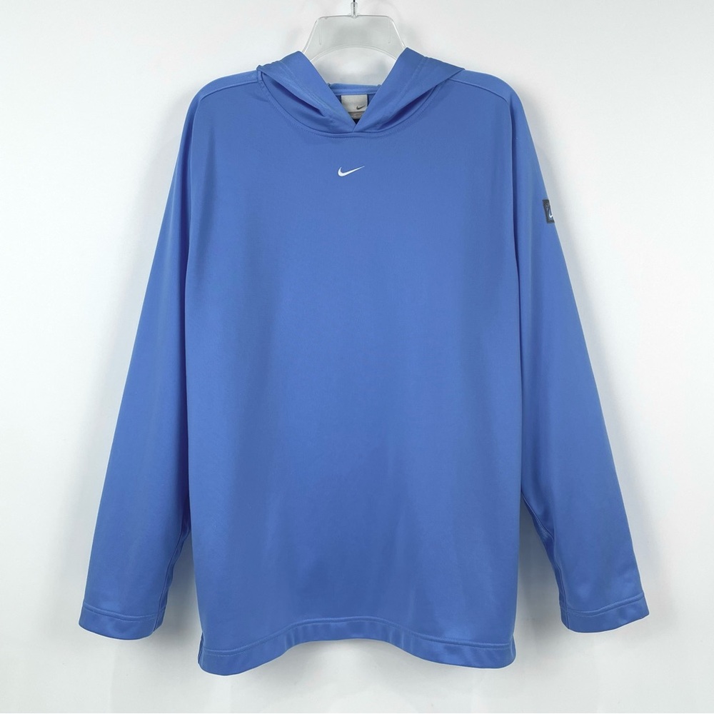Vintage Nike Basketball Hoodie Center Swoosh Blue Y2K 2000s Mens Medium